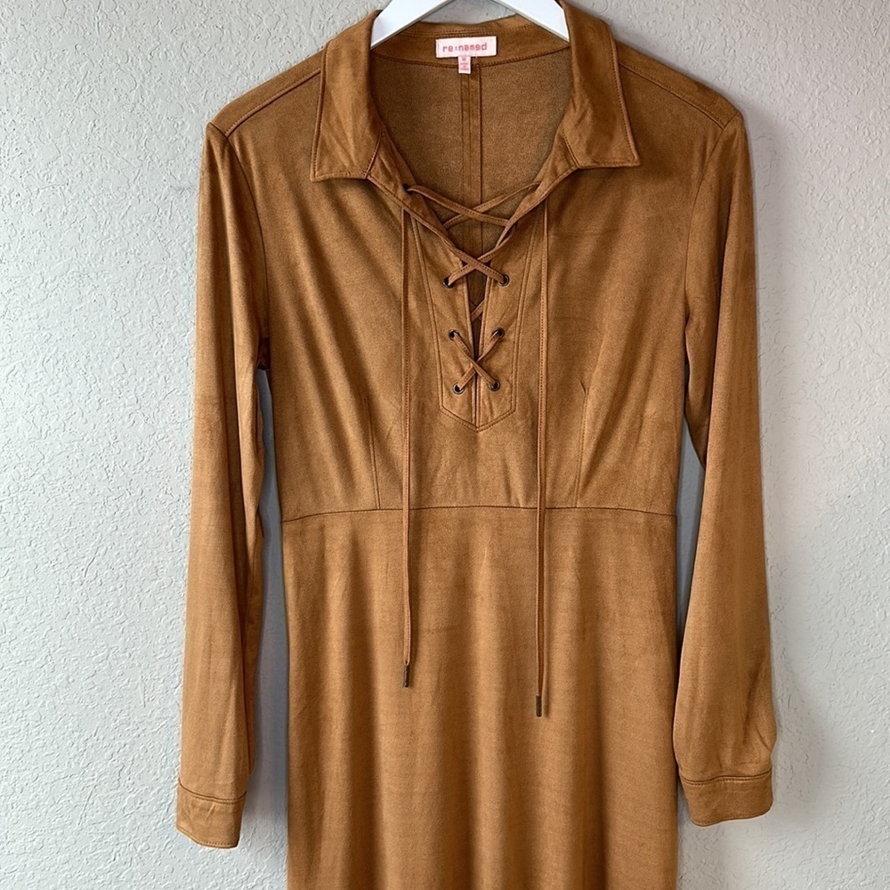 re:named Faux‎ Suede Lace Up Bodice Maxi Dress Size Medium
